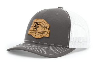 Leather Patch Charcoal/White Truck Hat | Cotton-Tea.
